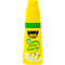 Yellow UHU multi-purpose glue bottle with green accents, lettering and pictograms.