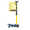 Ascenseur Flexlift jaune avec cadre et plate-forme gris, sur fond blanc.