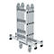 Multifunctionele ladder van aluminium. De ladder is opgevouwen en gedeeltelijk uitgeschoven, klaar voor gebruik.