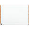 Whiteboard with light wood frame. At the bottom, a narrow shelf.