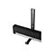 Schwarze Soundbar-Halterung mit silbernen Akzenten. Sie besteht aus Metall und hat ein lÃ¤ngliches Design mit LÃ¶chern fÃ¼r die Montage.