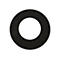 Schwarzer Ring vor weißem Hintergrund. Die Form ist ein Kreis mit einem ebenfalls kreisförmigen Loch in der Mitte.