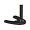 Schwarzer Ständer mit rundem Fuß und senkrechtem Rohr.