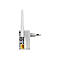 Ein weiÃŸer WLAN-Repeater mit zwei Antennen und einem gelben Netzwerkanschluss an der Unterseite.