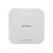 Grauer NETGEAR Access Point vor weißem Hintergrund. Oberhalb der Leuchtdioden-Reihe ist der Markenname zu lesen.