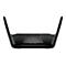 Schwarzer WLAN-Router mit zwei Antennen, die nach oben zeigen. Der Schriftzug Nighthawk ist zu sehen.