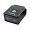 Schwarzer Barcode-Scanner mit grÃ¼ner Scan-Taste und weiÃŸem Newland-Logo. Drei LEDs und ein glÃ¤serner Scanner.