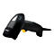 Schwarzer Barcode-Scanner mit gelbem Knopf und Newland-Logo. Kabelanschluss.