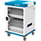 Notebook-Ladewagen Good Connections GEMMA N32, für 32 Geräte, Schuko-Buschen, abschließbar, Leistung 3680 W, weiß-blau