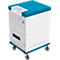Notebook-Ladewagen Good Connections GEMMA N32, für 32 Geräte, Schuko-Buschen, abschließbar, Leistung 3680 W, weiß-blau