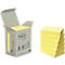 Notes auto-adhésives POST-IT, papier recyclé, 51 mm x 38 mm, 6 x 100 feuilles, jaune