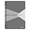 Graues Notizbuch mit Spiralbindung, abstraktem Design und Schriftzug 'The Office Notebook'. Unten rechts LEITZ-Logo.