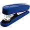 Blue stapler, metallic shine, on a white background. The device is slightly tilted and shows the staples.