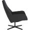 Moderne donkergrijze fauteuil met een hoge rugleuning op een zwart viersterren draaivoet.
