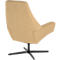 Beige fauteuil met hoge rugleuning en zwart draaionderstel, achteraanzicht.