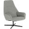 Grijze fauteuil met hoge rugleuning en zwarte stervoet tegen een witte achtergrond.