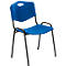 NowyStyl chaise visiteur, H 470 mm x L 460 mm x P 410 mm, plastique, avec piétement acier, pieds anti-rayures, empilable, noir-bleu