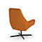 Fauteuil pivotant orange avec base en étoile noire, vue de dos.