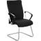 Black office chair with armrests and chrome frame.