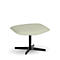 Tabouret avec assise beige et base noire sur fond blanc.