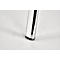 Close-up of a polished metal chair leg. The tip is fitted with a black rubber.