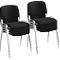 NowyStyl stapelstoelenset ISO BASIC, zonder armleuningen, stapelbaar tot 12 stuks, bekleding zwart, frame chroom zilver, 8 stuks