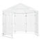 White hexagonal garden gazebo, with transparent side panels and roof. Ideal for the garden.