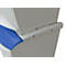 Detail view of a white and blue structure with metallic accents.