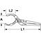 Eine technische Zeichnung zeigt eine Rohrzange mit den Kennzeichnungen A, L1 und L2.