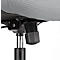 Close-up of black office chair, focus on the height adjustment mechanism.