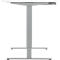 Bureau réglable en hauteur, blanc avec cadre gris, isolé sur fond blanc.