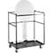 Offre complète : chariot de transport mobile et 5 tables hautes Quickstep - Ø 700 x H 1100 mm - résistantes aux désinfectants - blanc - sans ouverture de parasol