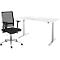 Offre complète Schäfer Shop Select Bureau, réglable en hauteur électriquement, L 1600 mm + chaise de bureau NET MATIC, accoudoirs, mécanisme auto-synchrone, dossier résille