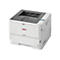 Ein weißer Drucker OKI B512; „Ready to Print“ Anzeige.