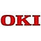 Rotes OKI-Logo mit weißem Hintergrund.