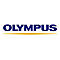 Olympus Logo mit blauem Schriftzug und gelbem Strich darunter auf weißem Grund.