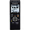 Schwarzer digitaler Audiorecorder mit Display und Bedienelementen.