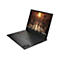 Schwarzer Laptop mit geöffnetem Bildschirm, auf dem ein Videospiel zu sehen ist. Auf der Tastatur sind farbige Tasten zu sehen.