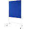 Blauw, rollend whiteboard met wit frame, geïsoleerd op een witte achtergrond.