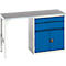 Onderbank Bott verso, linoleumblad, 2 laden, 1 deur, 1 plank, B 1500 x D 600 x H 930 mm, lichtgrijs / gentiaanblauw