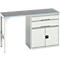 Onderbank Bott verso, linoleumblad, 2 laden, 1 deur, 1 plank, B 1500 x D 600 x H 930 mm, lichtgrijs