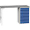 Onderbank Bott verso, linoleumblad, 5 laden, B 1500 x D 600 x H 930 mm, lichtgrijs / gentiaanblauw