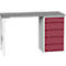 Onderbank Bott verso, linoleumblad, 5 laden, B 1500 x D 600 x H 930 mm, lichtgrijs/paarsrood