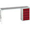 Onderbank Bott verso, linoleumblad, 5 laden, B 2000 x D 600 x H 930 mm, lichtgrijs/paarsrood