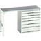 Onderbank Bott verso, linoleumblad, 7 laden, B 1500 x D 600 x H 930 mm, lichtgrijs