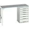 Onderbank Bott verso, linoleumblad, 7 laden, B 1500 x D 600 x H 930 mm, lichtgrijs