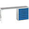 Onderbank Bott verso, linoleumblad, 7 laden, B 2000 x D 600 x H 930 mm, lichtgrijs / gentiaanblauw