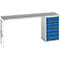 Onderbank Bott verso, linoleumblad, 7 laden, B 2000 x D 600 x H 930 mm, lichtgrijs / gentiaanblauw
