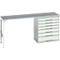 Onderbank Bott verso, linoleumblad, 7 laden, B 2000 x D 600 x H 930 mm, lichtgrijs