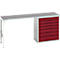Onderbank Bott verso, linoleumblad, 7 laden, B 2000 x D 600 x H 930 mm, lichtgrijs/paarsrood